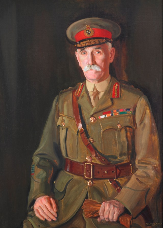 Major General Robert Rennie, CB, CMG, DSO, MVO, VD – Tenth Commanding Officer, 1916-1920 and Honorary Colonel, 1939-1949. The original 1952 oil painting by Lieutenant (Robert) Allan Barr hangs in the Officers' Mess.