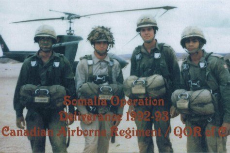 Rfn Gord Glover 2 Comd, Rfn Brown 2 Comd, Rfn Steven Wolfe 3 Comd, Rfn Bill Solarus 3 Comd, and missing Rfn Dereck Noonan 1 Comd