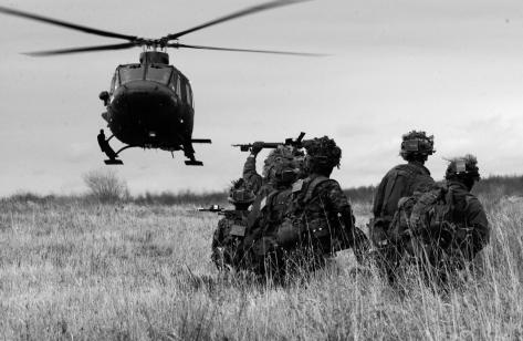 March 4, 2004 - QOR 60th Company troops await pickup by a Royal Canadian Air Force CH-146 Griffon from 400 Squadron at Fort Drum, New York.