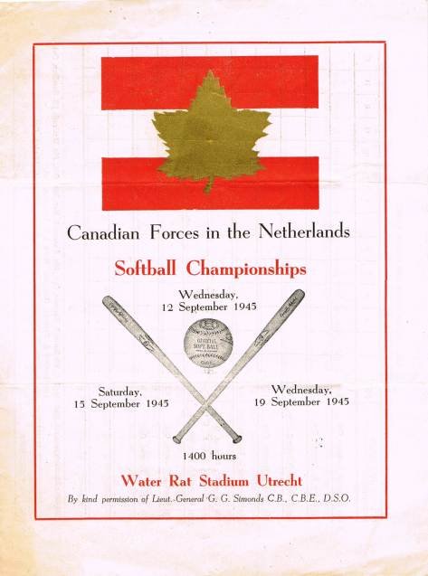 Cover of September 1945 Baseball Championship of the Canadian Forces the  in Netherlands