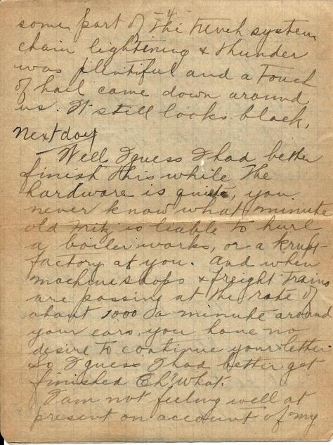 Page 4 of a letter from Lawrence Pridham to his Uncle Will (called Bill here) sent from France 11 July 1918