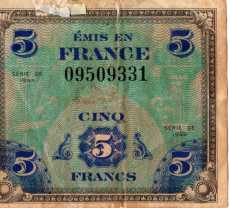 French 5 franc "invasion" notes from Rolph Jackson Collection