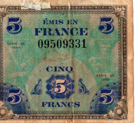 French 5 franc "invasion" notes from Rolph Jackson Collection