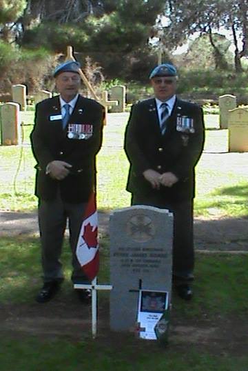 Former Queens Own Ed Widenmaier and Kevin Hollahan visit  Grave of Rifleman P.J. Hoare in Cyprus March 2014