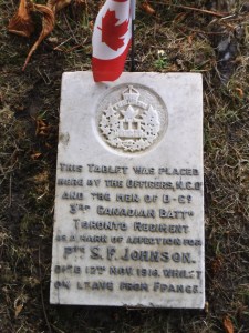 Private Stanley Frederick Johnson's grave marker.