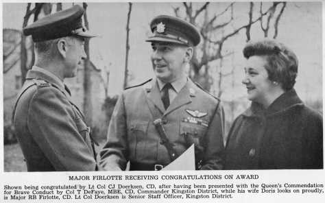 Major Robert Firlotte receiving the Queen's Commendation
