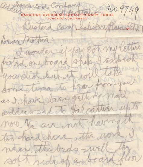 Lt Felton Pickering Behan, MM letter of October 27, 1914 page 1