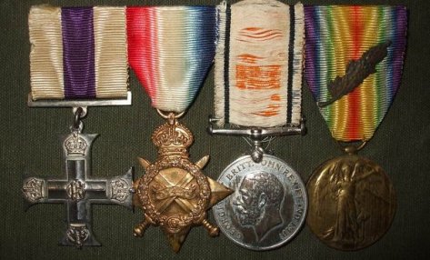 A nice Military Cross and Mentioned-in-Despatches group of four to Capt/Lt Col J.S.M.A.H. Lyne-Evans of The Royal Canadian Regiment. The Military Cross (M.C.) and British War Medal have frayed ribbons and the group is mounted as worn. The M.C. (identified in London Gazette (L.G.) Issue 23/6/15 is not named) and is one of the first of this decoration awarded and the first to The RCR. The 1914/15 star is named Capt. J.H. Lyne-Evans, 3/Can Inf: and the War & Victory (MID L.G. 22/6/15) medals are named Lt. Col. J.H. Lyne-Evans. Lt Col Lyne-Evans had previous service with the 17th Lancers (no medals) and joined The RCR 2/2/1912. While the The RCR did garrison duty in Bermuda the 1st Contingent, CEF, was preparing to head overseas and Lyne-Evans was seconded to the 12th Canadian Infantry as Captain and Adjutant in 1914. His MC and MID were awarded while he was with the 3rd Can Inf and he was wounded in the Second Battle of Ypres as mentioned on page199 and 208 of the Regiment's history, The Royal Canadian Regiment 1883-1933 by R.C. Fetherstonhaugh. He is also mentioned in the book, The Official Story of The Canadian Expeditionary Force Vol 1. on page 99 as having gone out into no man's land with a volunteer to rescue Captain Muntz. If I read this correctly, this rescue was during the battle of Festubert. Although Lyne-Evans was awarded his MC on the occasion of His Majesty's Birthday (no citation) it is likely that his actions in battle warranted some notice.