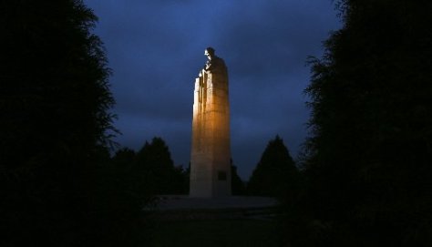 The Canadian 'Brooding Soldier' memorial was unveiled in 1923 to commemorate the Second Battle of Ypres.