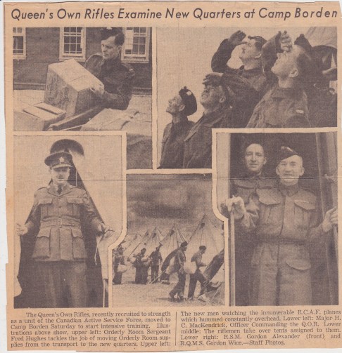 Newspaper Article of the QORofC at Camp Borden - QOR Museum Photo
