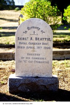 Sergeant Albert Beattie's grave marker in South Africa.