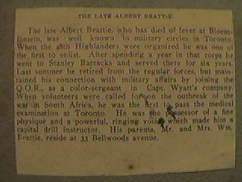 Beattie, Albert - Newpaper clipping