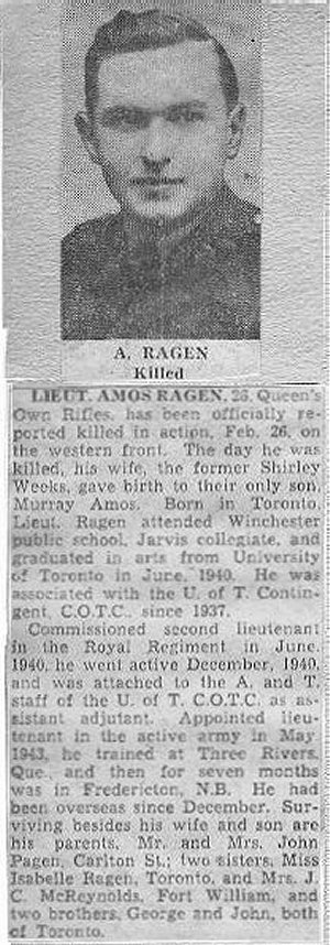 Lt Ragen Obituary