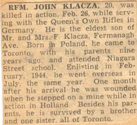 Rfn Klacza obituary