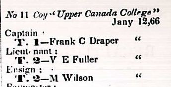 Creation of Upper Canada College Company of the Queen's Own Rifles of Canada (Gazette)