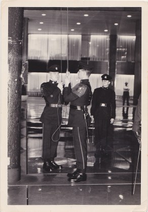 Raising or lowering flag at sunset ceremony